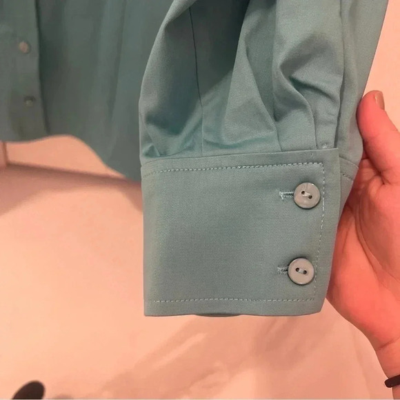 Alexis Brooks Long Puff-sleeved shirt in Cerulean- Size M; New with Tags - Picture 13 of 13